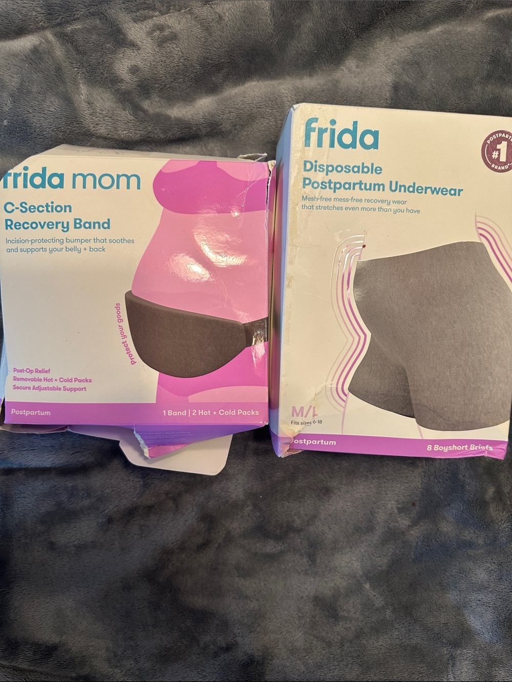 Frida Disposable Postpartum Underwear - Gray (M/L) Box of 8 pair + Band